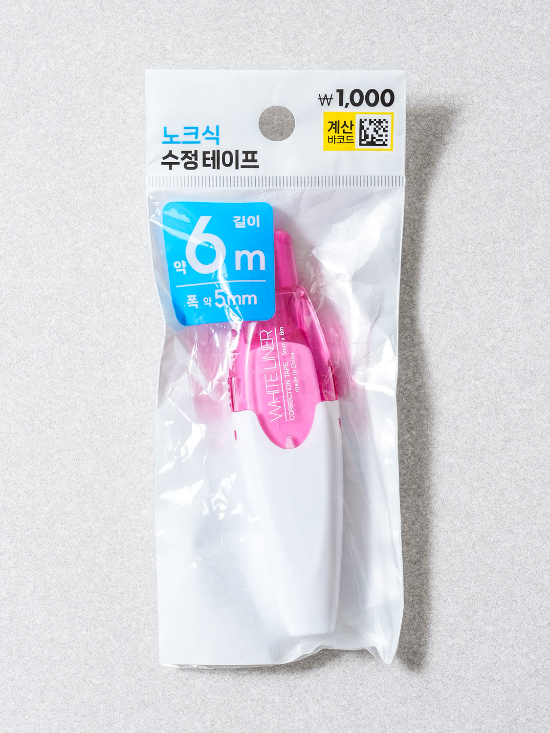 노크식 수정 테이프 5 mm X 6 m 핑크