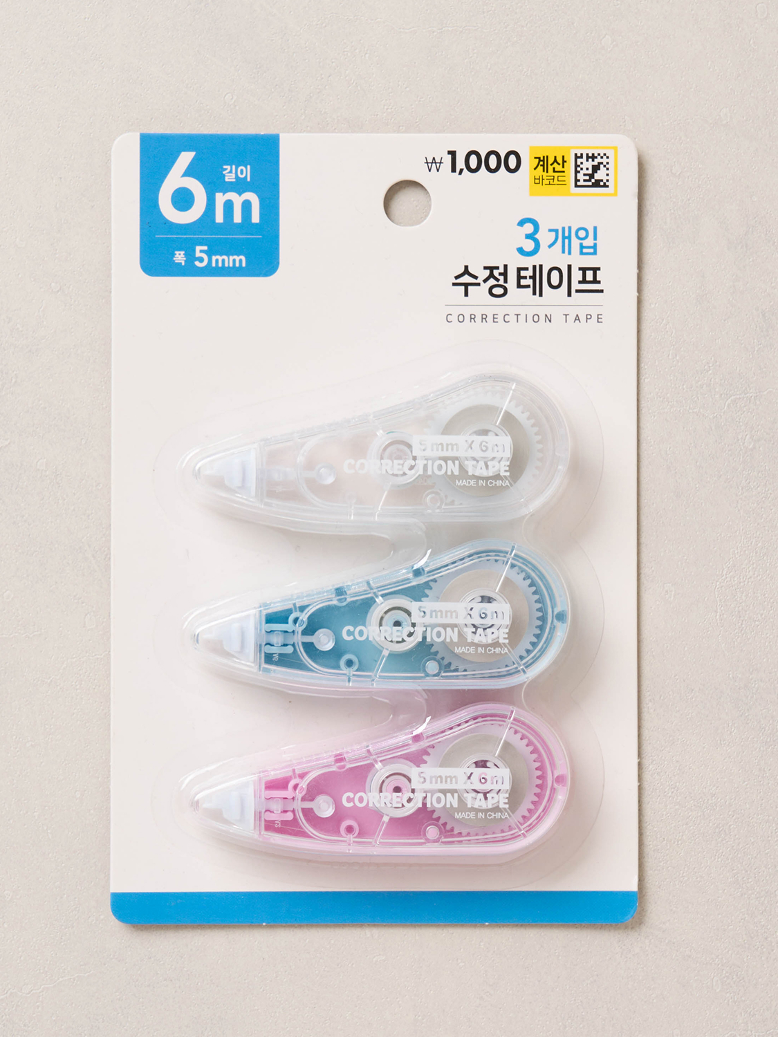 미니 수정 테이프 5 mm X 6 m 3개입