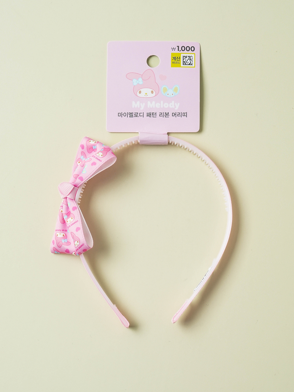 마이멜로디 패턴 리본 머리띠