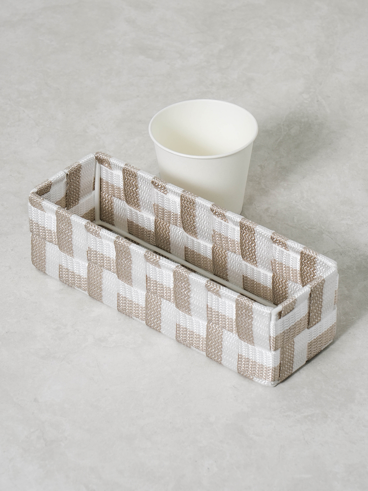 투톤 우븐 꼬임 직사각 바구니 20 X 6.5 X 6.5 cm