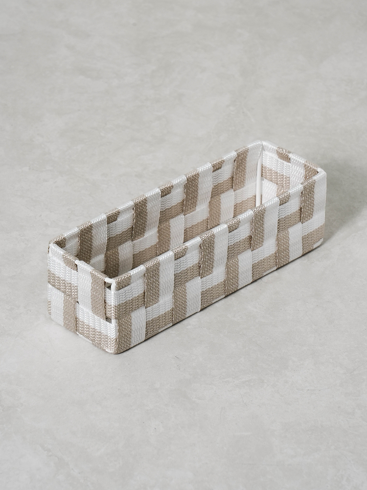 투톤 우븐 꼬임 직사각 바구니 20 X 6.5 X 6.5 cm
