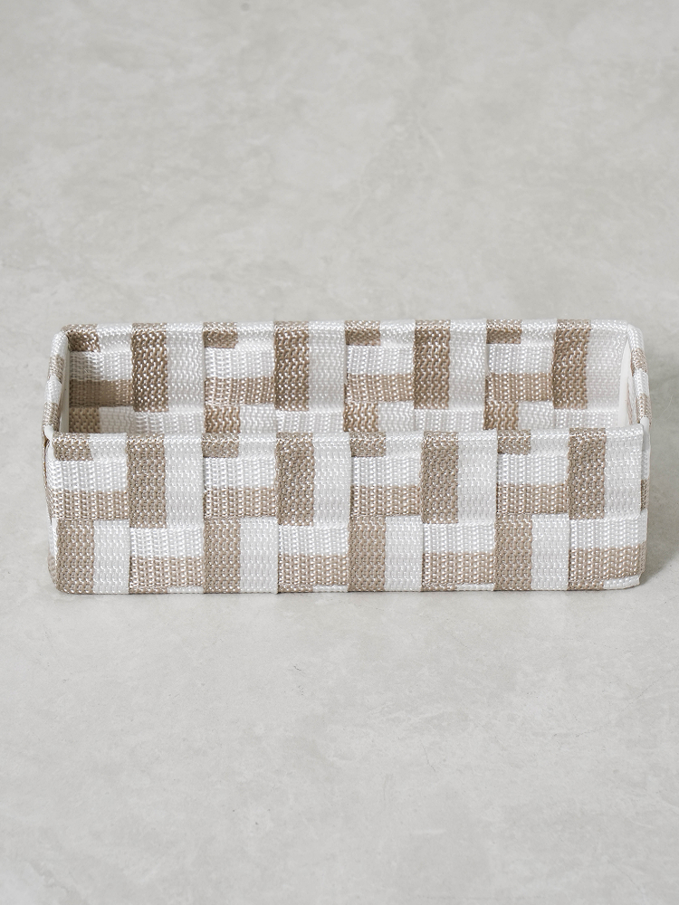 투톤 우븐 꼬임 직사각 바구니 20 X 6.5 X 6.5 cm