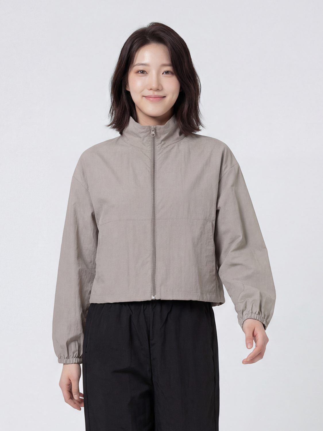 [여성] 나일론 크롭 바람막이 L 웜그레이