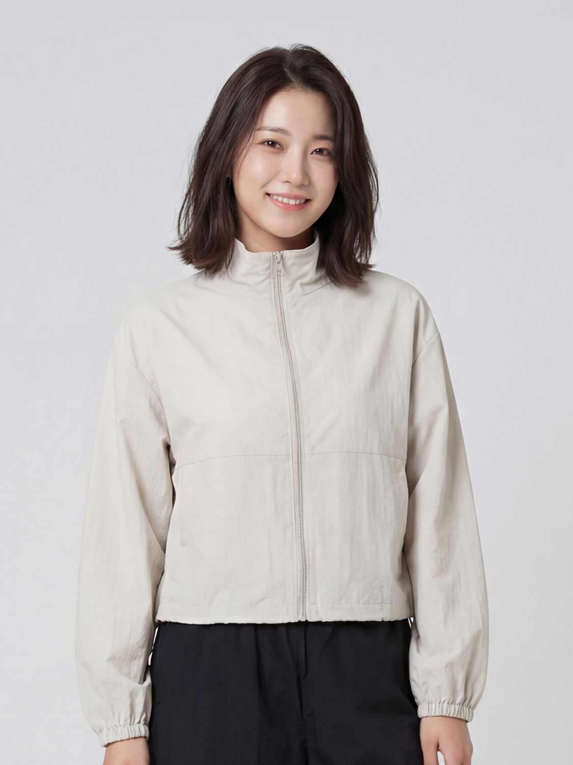 여성나일론크롭바람막이(S)(라이트그레이)
