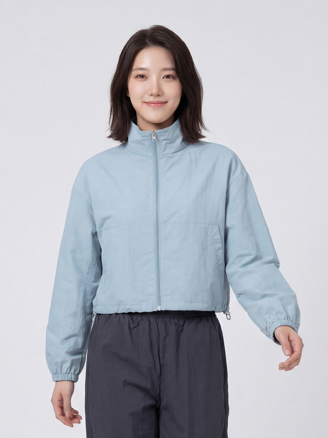 [여성] 나일론 크롭 바람막이 M 블루
