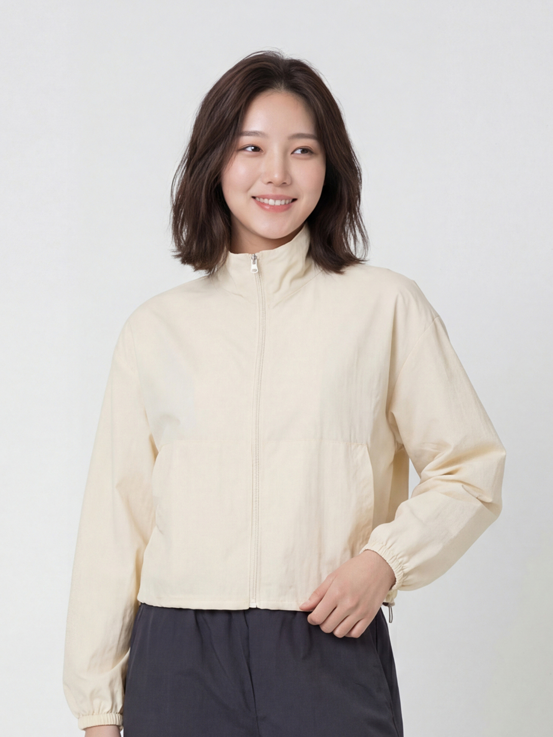 여성나일론크롭바람막이(S)(옐로우)