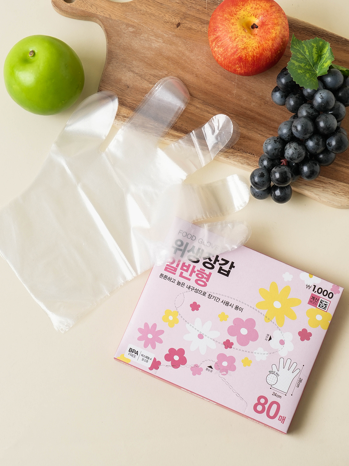 봄꽃 맘스크린 위생 장갑 LDPE 80매입