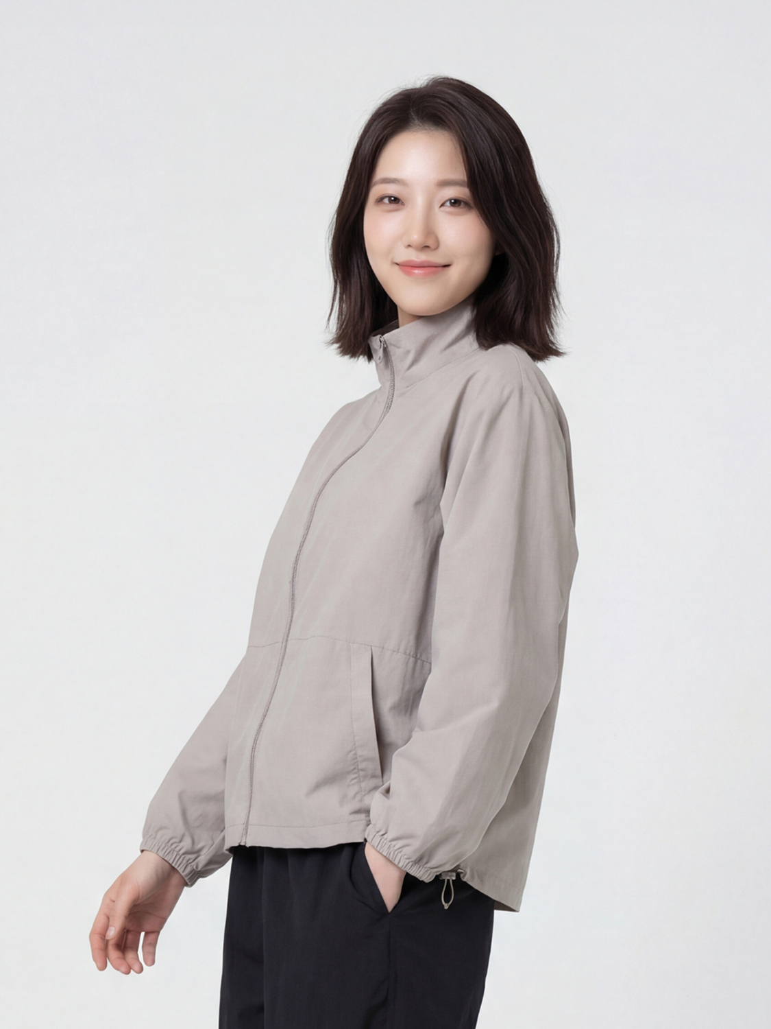 [공용] 나일론 집업 바람막이 S 웜그레이