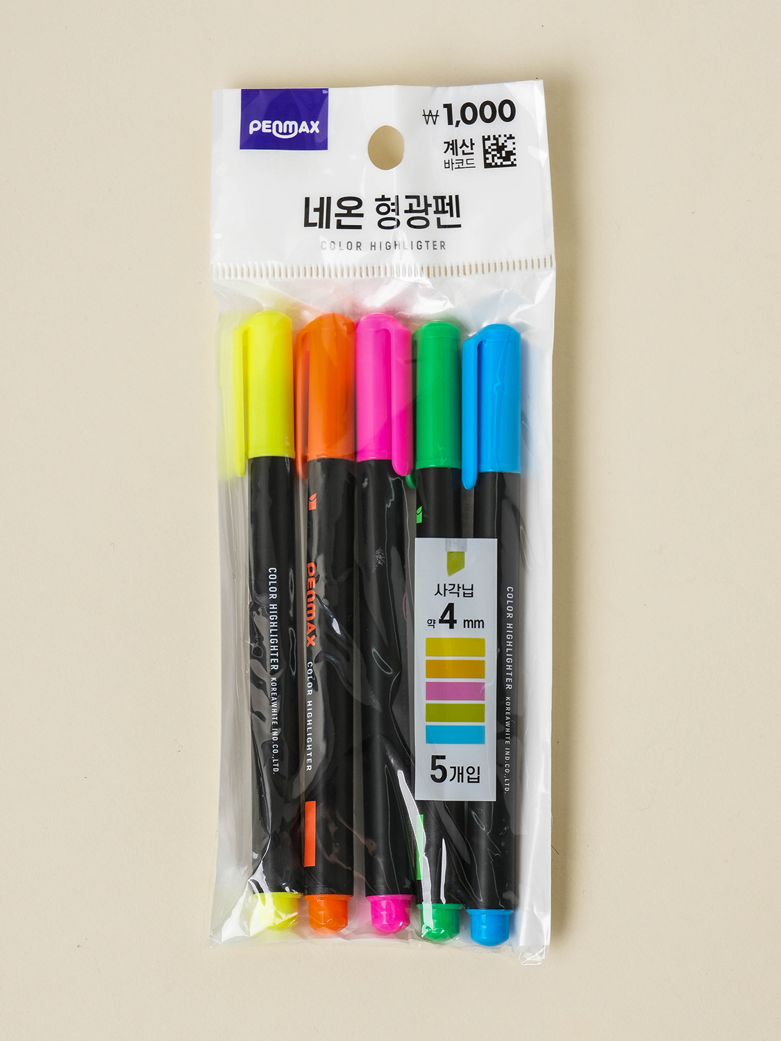 형광펜 4 mm 5개입 혼합