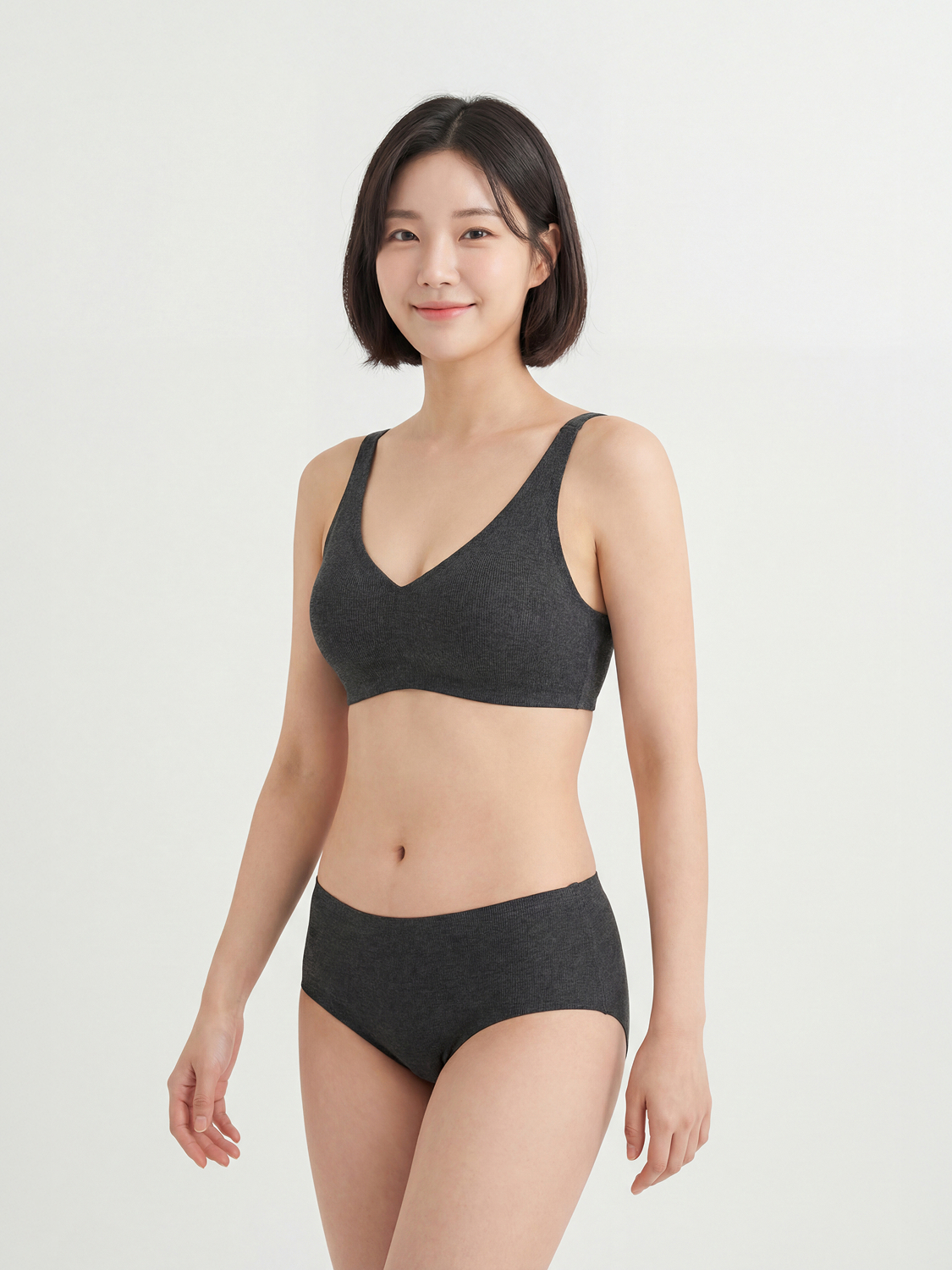 레이온 후크형 심리스 브라 A/B/C/D 그레이
