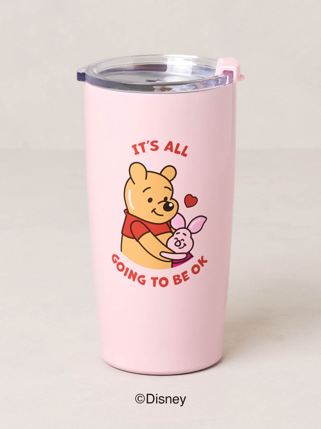 디즈니 위니더푸 스테인리스 텀블러 460 ml 핑크