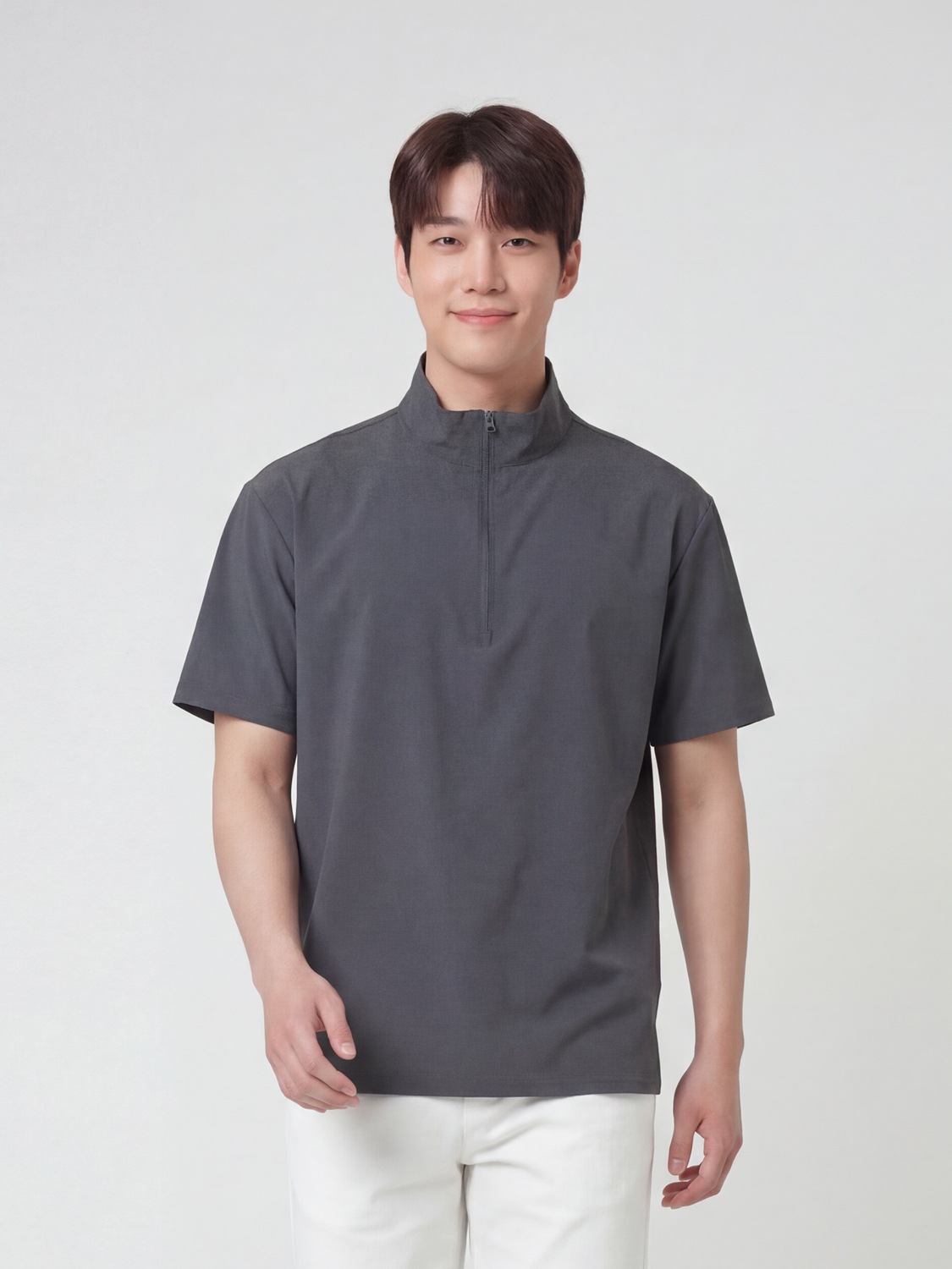 [남성] 라이트 반집업티 L 그레이
