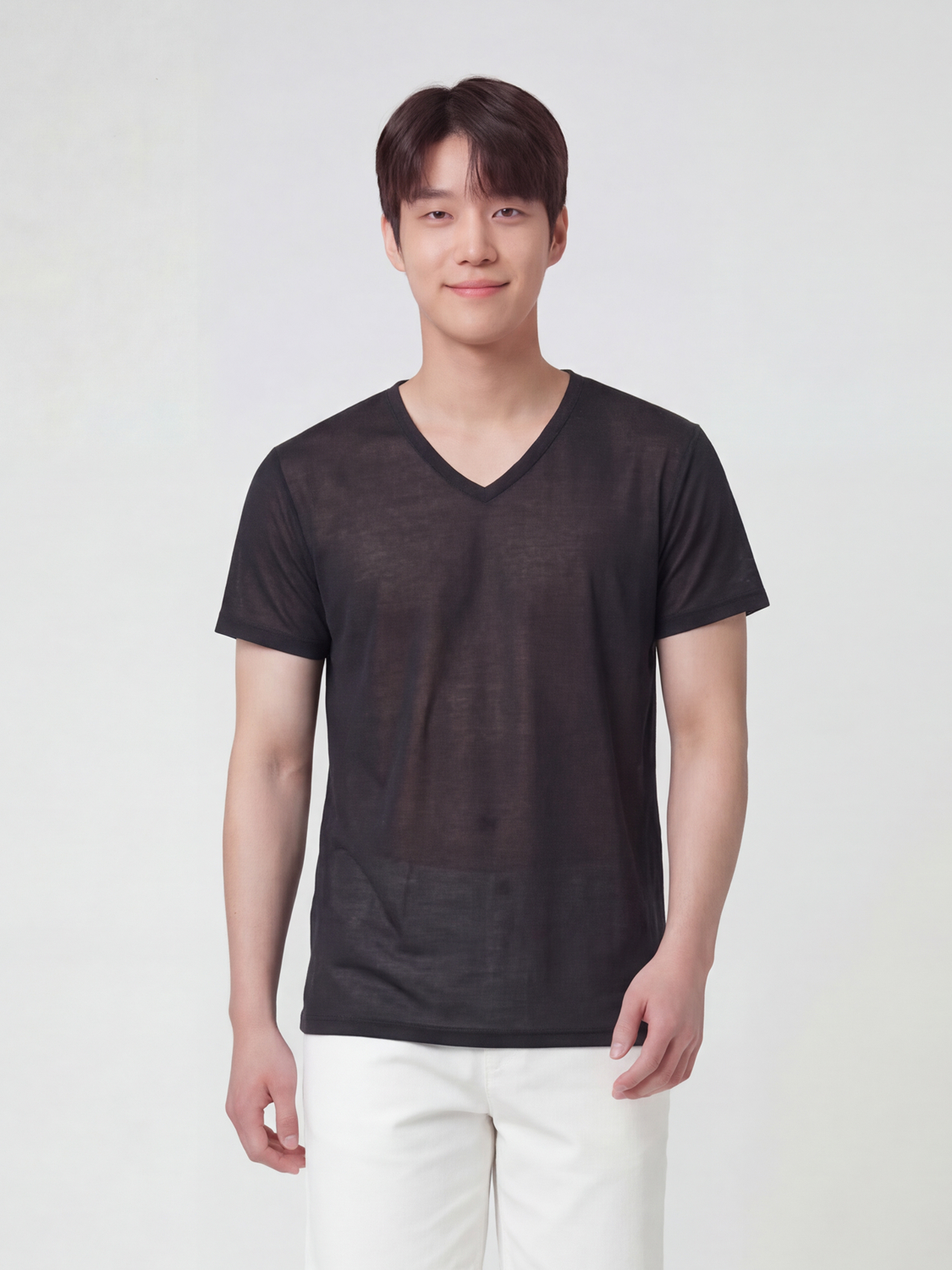 이지쿨 메시V넥반팔티셔츠(105)(블랙)