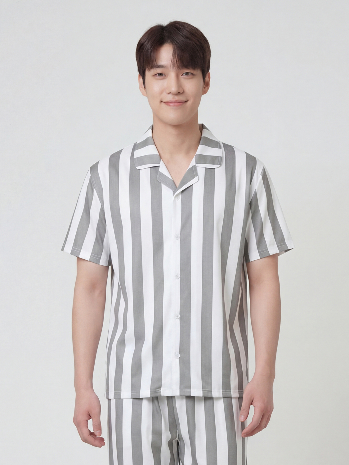 [공용] 패턴 반팔 파자마 XL 그레이 스트라이프