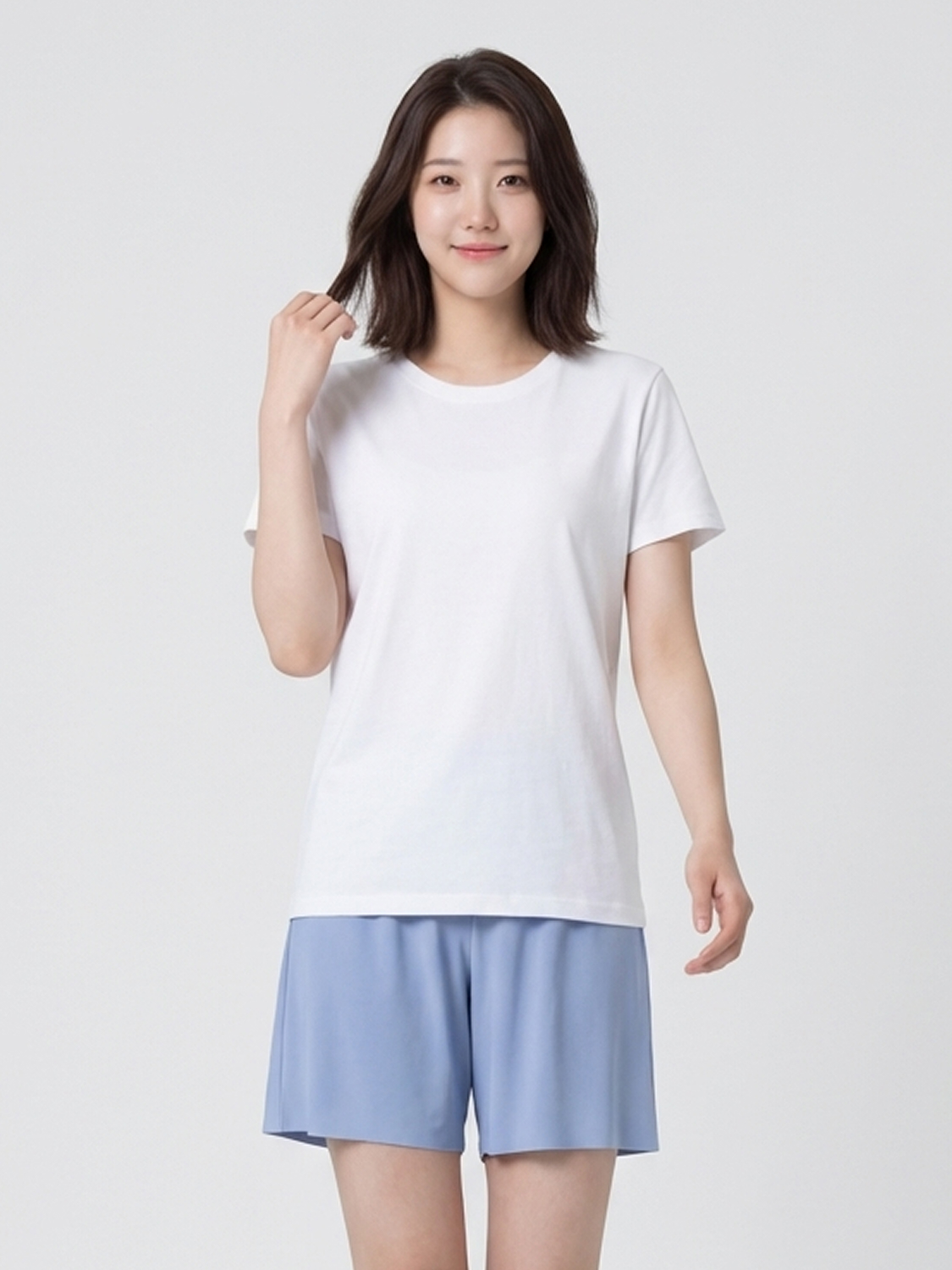 [여성] 골지 프리컷 반바지 블루