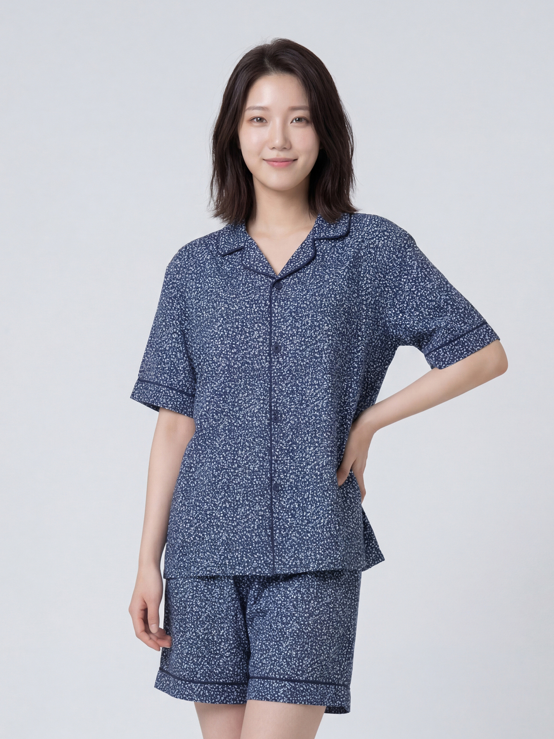 [공용] 레이온 리오셀 반바지 파자마 L 네이비