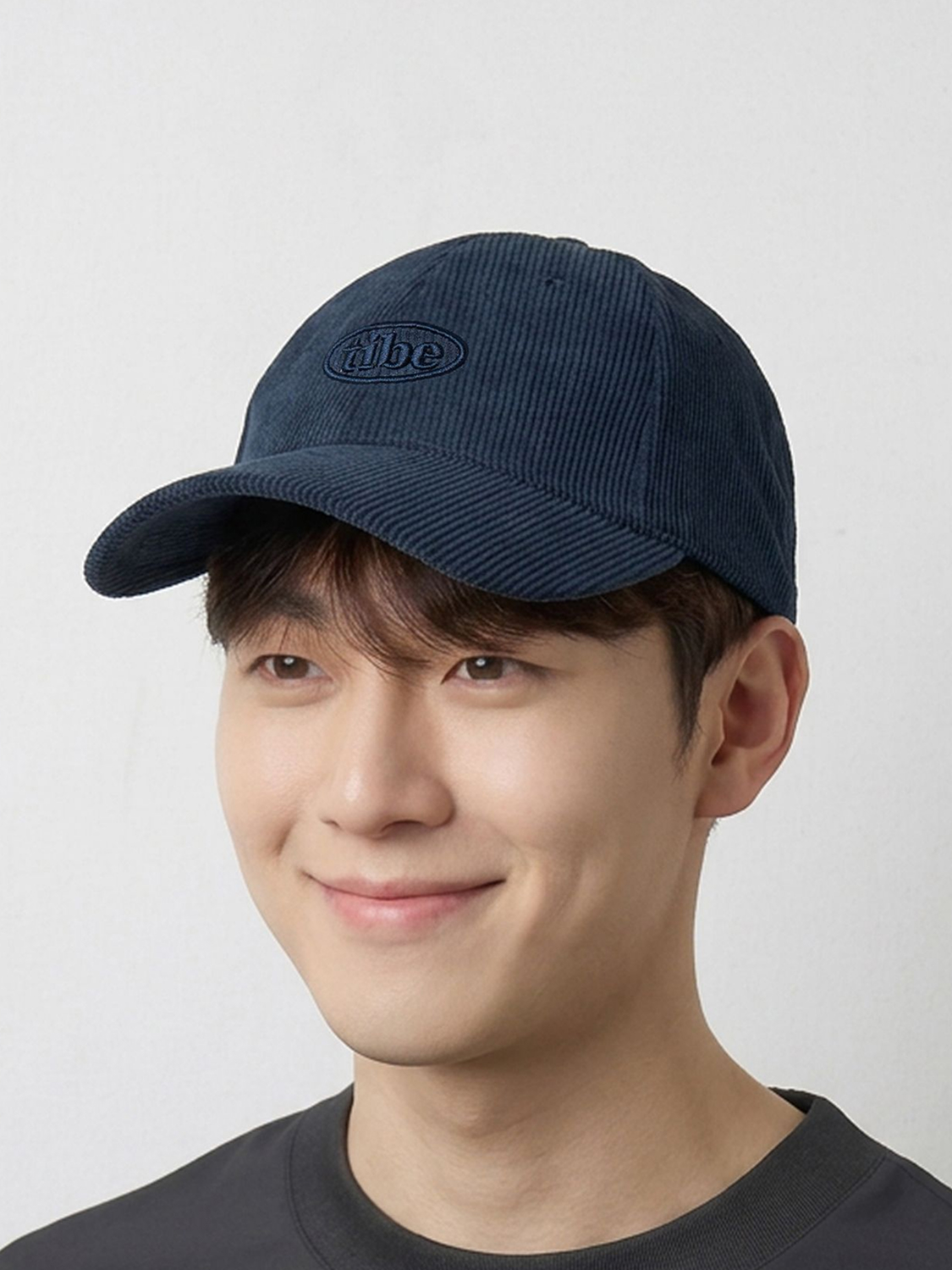 자수 코듀로이 볼캡 네이비
