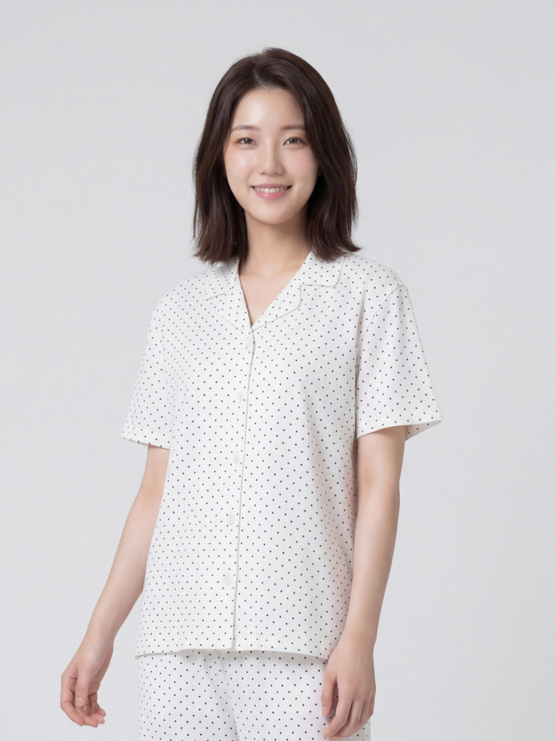 [공용] 패턴 반팔 파자마 M 화이트