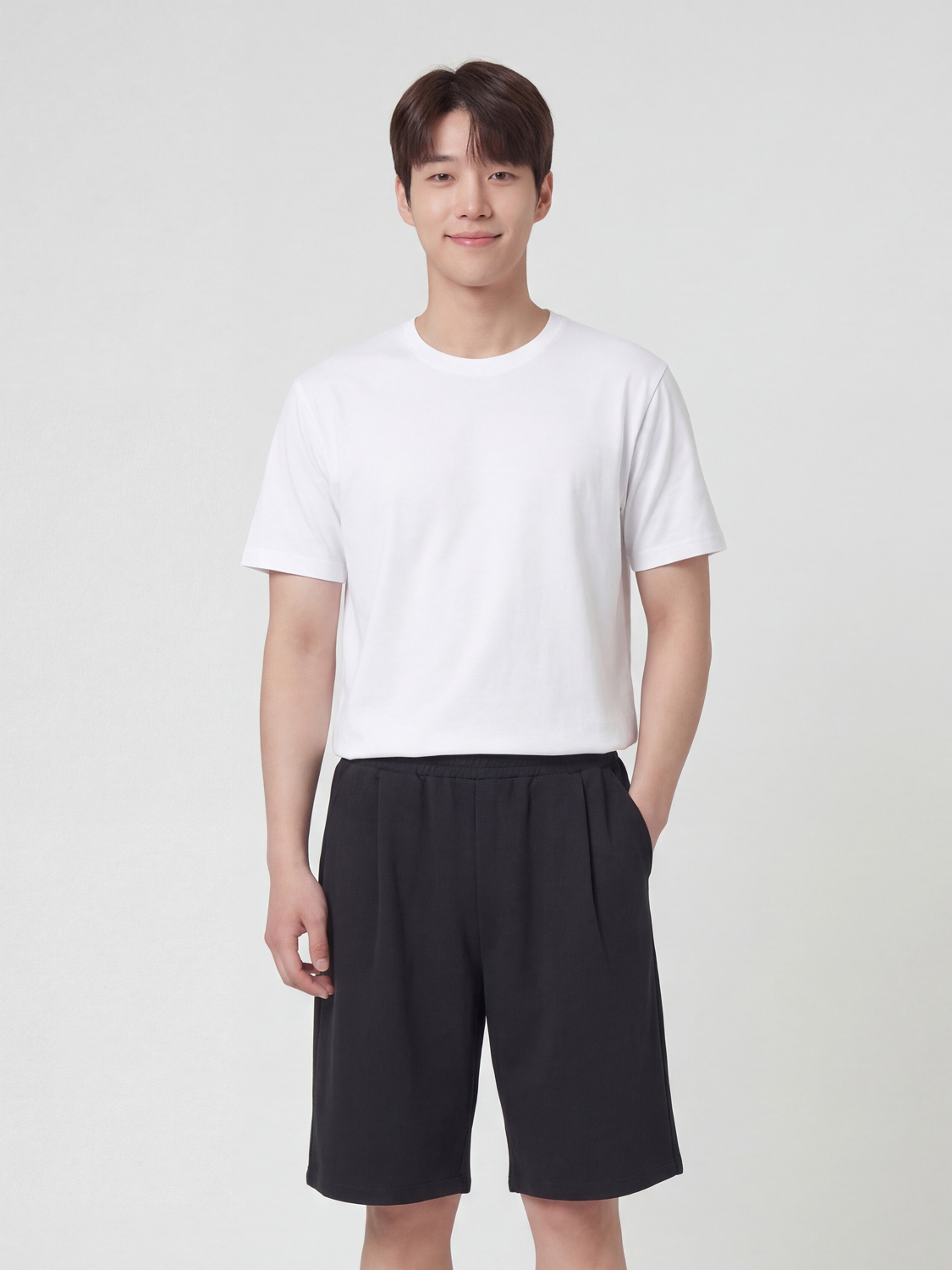 [공용] 베이직하우스 플러스+ 버뮤다 팬츠 L 블랙