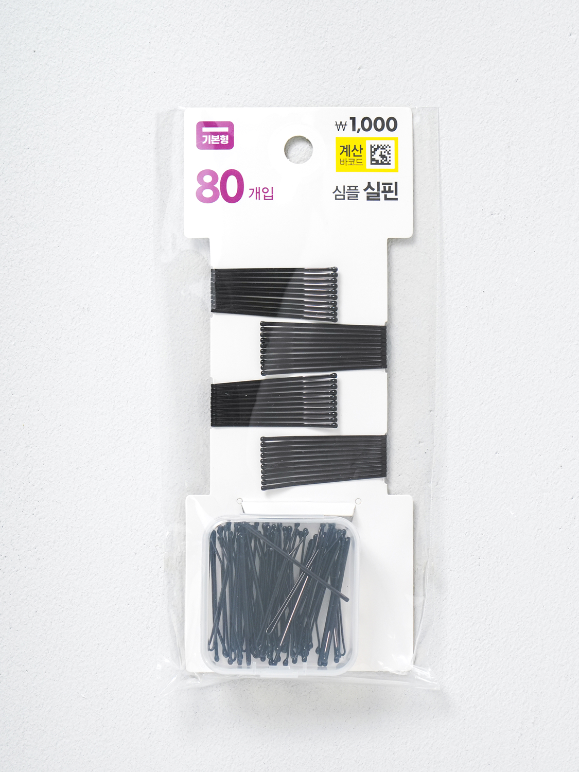 기본 헤어 실핀 4.5 cm 80개입