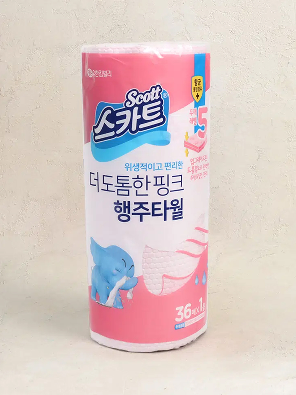 크리넥스 빨아 쓰는 위생 행주 핑크 레벨5 36매