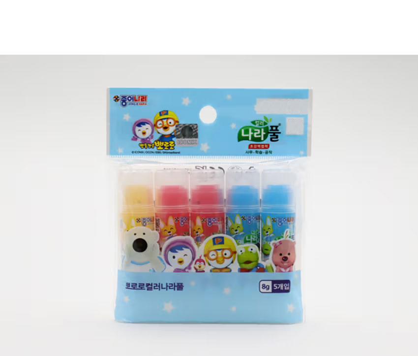 Цветной клей-карандаш Pororo, 5 шт.