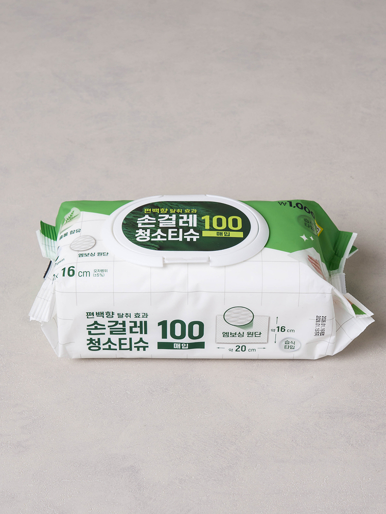 편백 탈취 손걸레 청소 티슈 20 X 16 cm 100매입