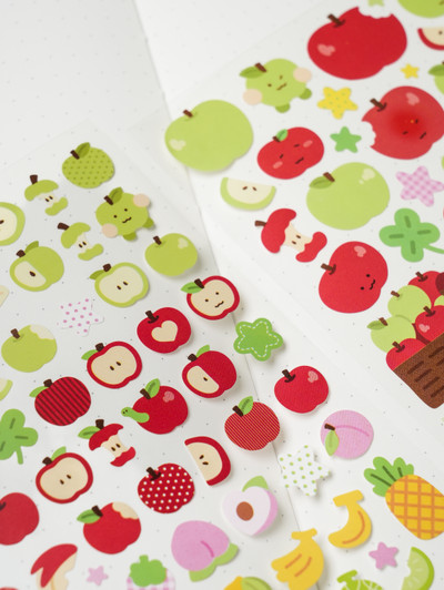 프룻 시리즈 유포지 스티커 4매입 과일