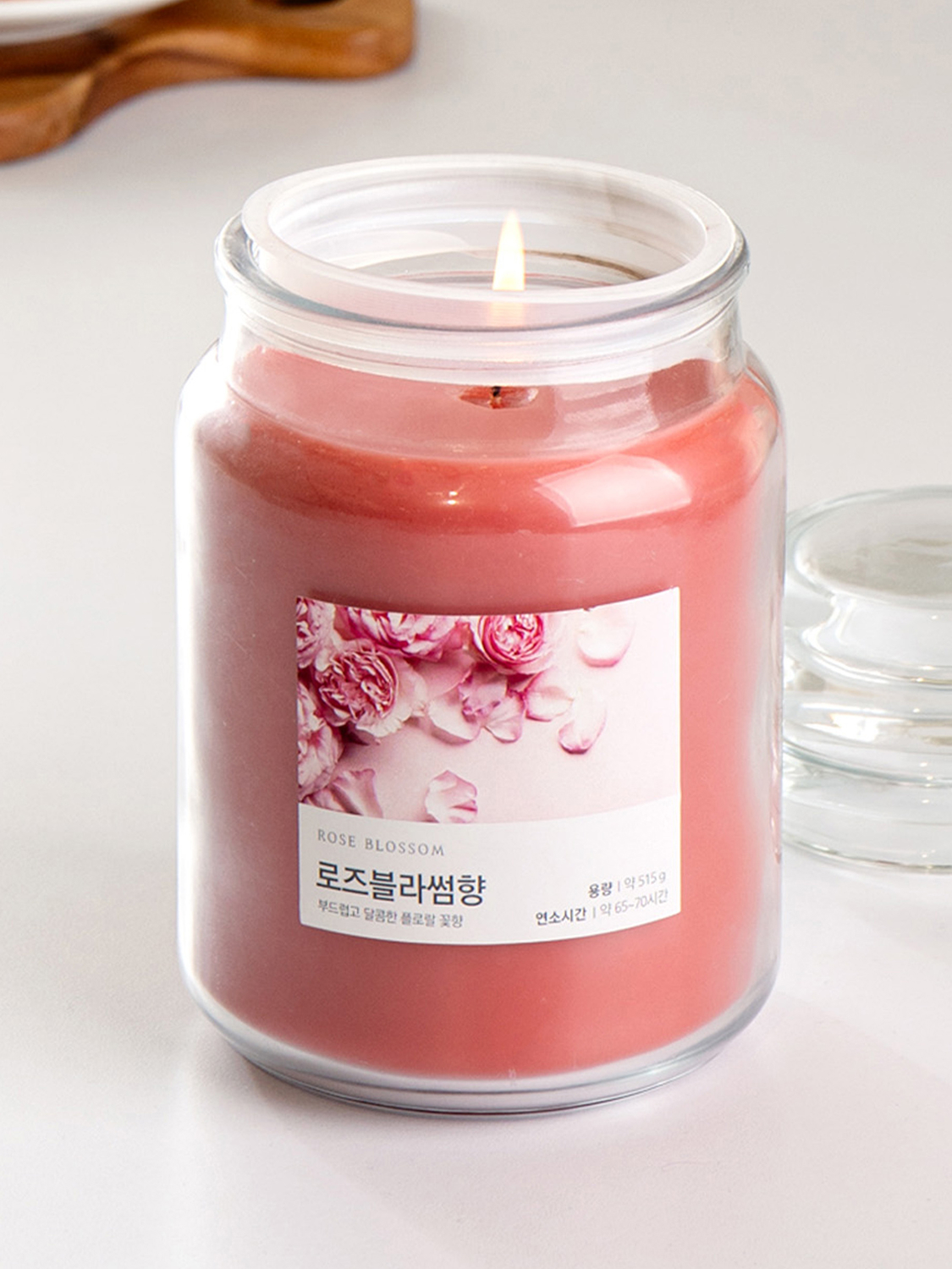 유리 마개 컬러 캔들 515 g 로즈블라썸 향