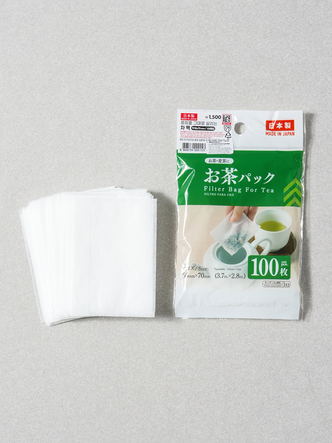일본제 차 우림팩 100매입 9.5 X 7 cm