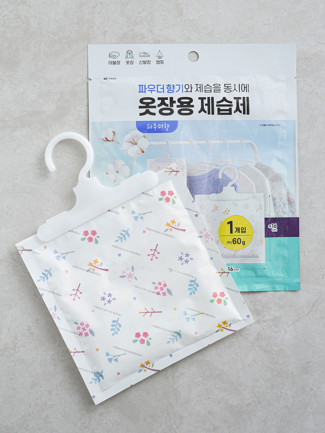 걸이형 겔 타입 제습제 60 g 베이비파우더 향