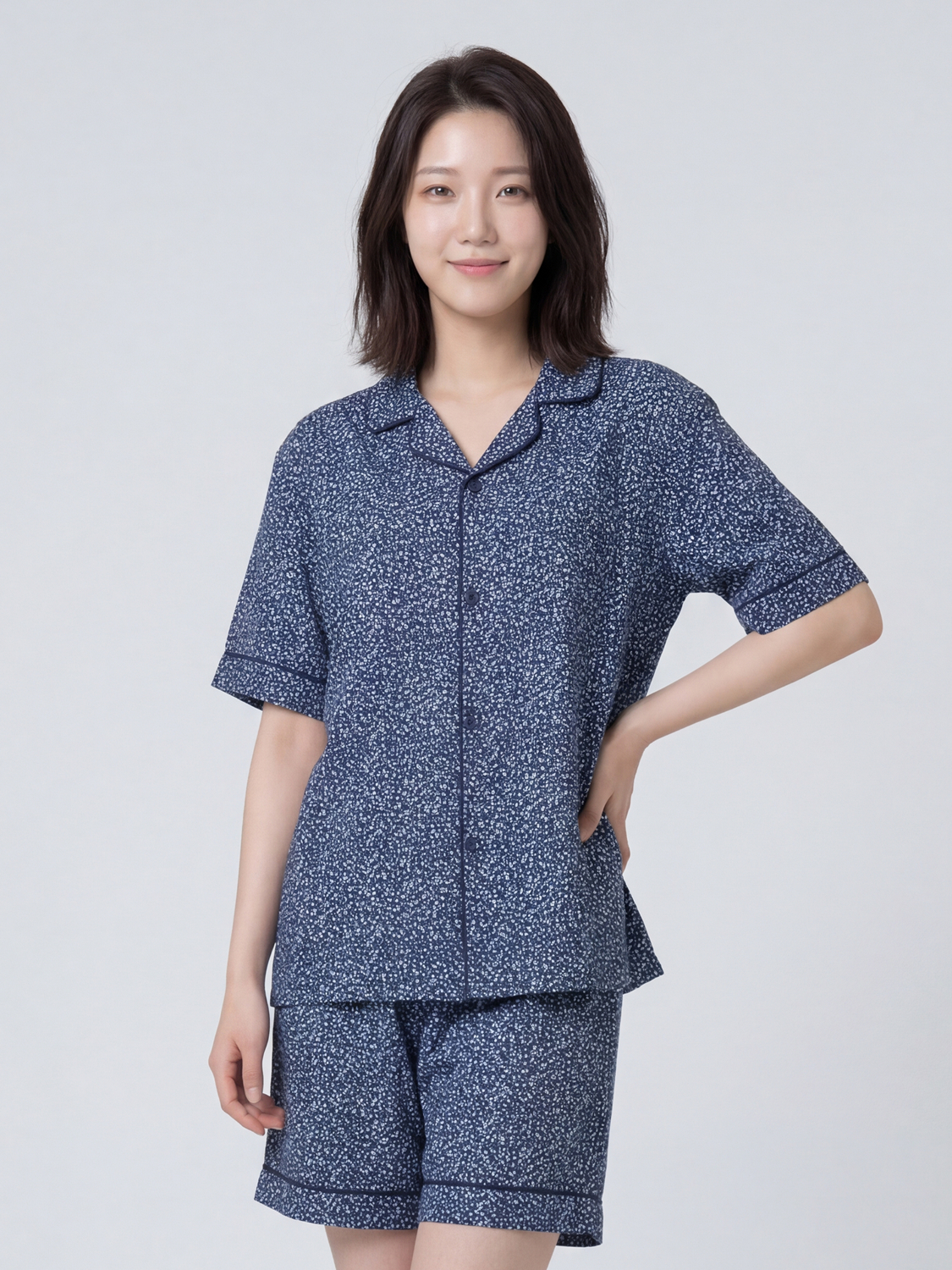[공용] 레이온 리오셀 반팔 파자마 L 네이비