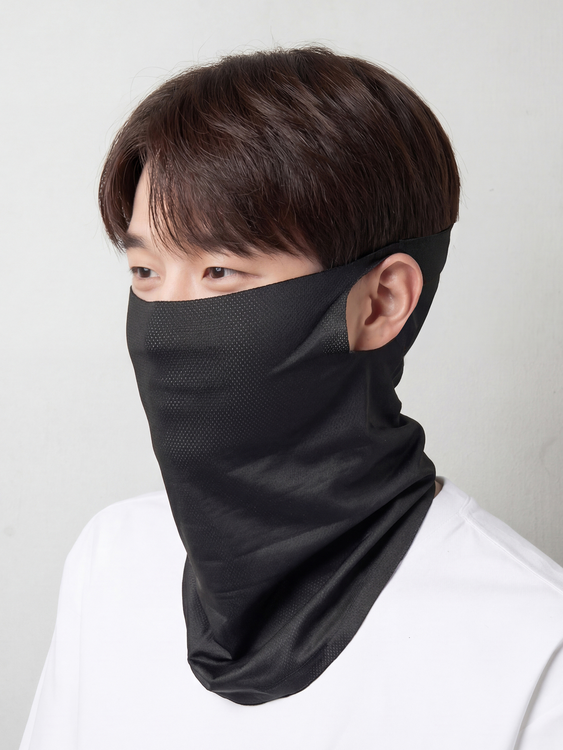 메시 귀걸이 쿨 스카프 블랙