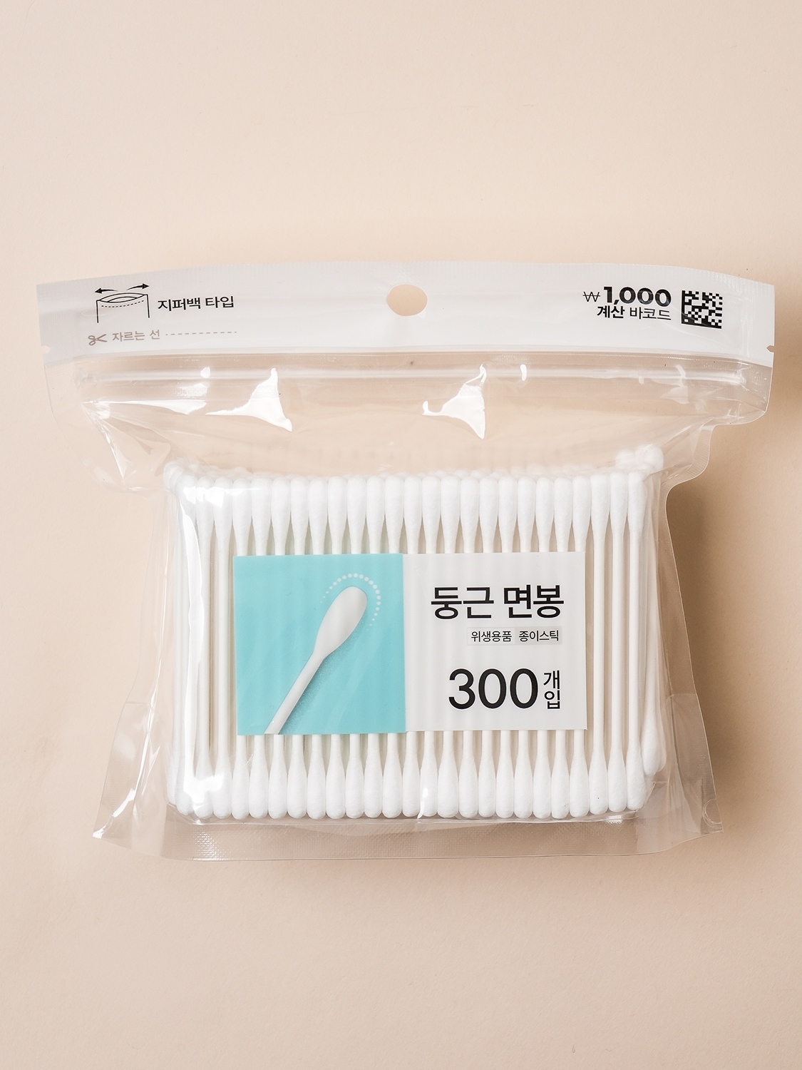 지퍼백 종이 면봉 300개입