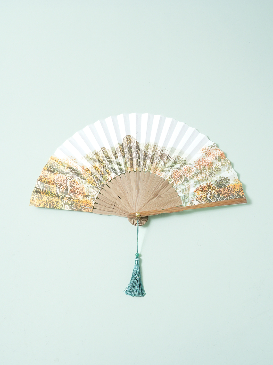 대나무 접이식 부채 27 cm 산수화