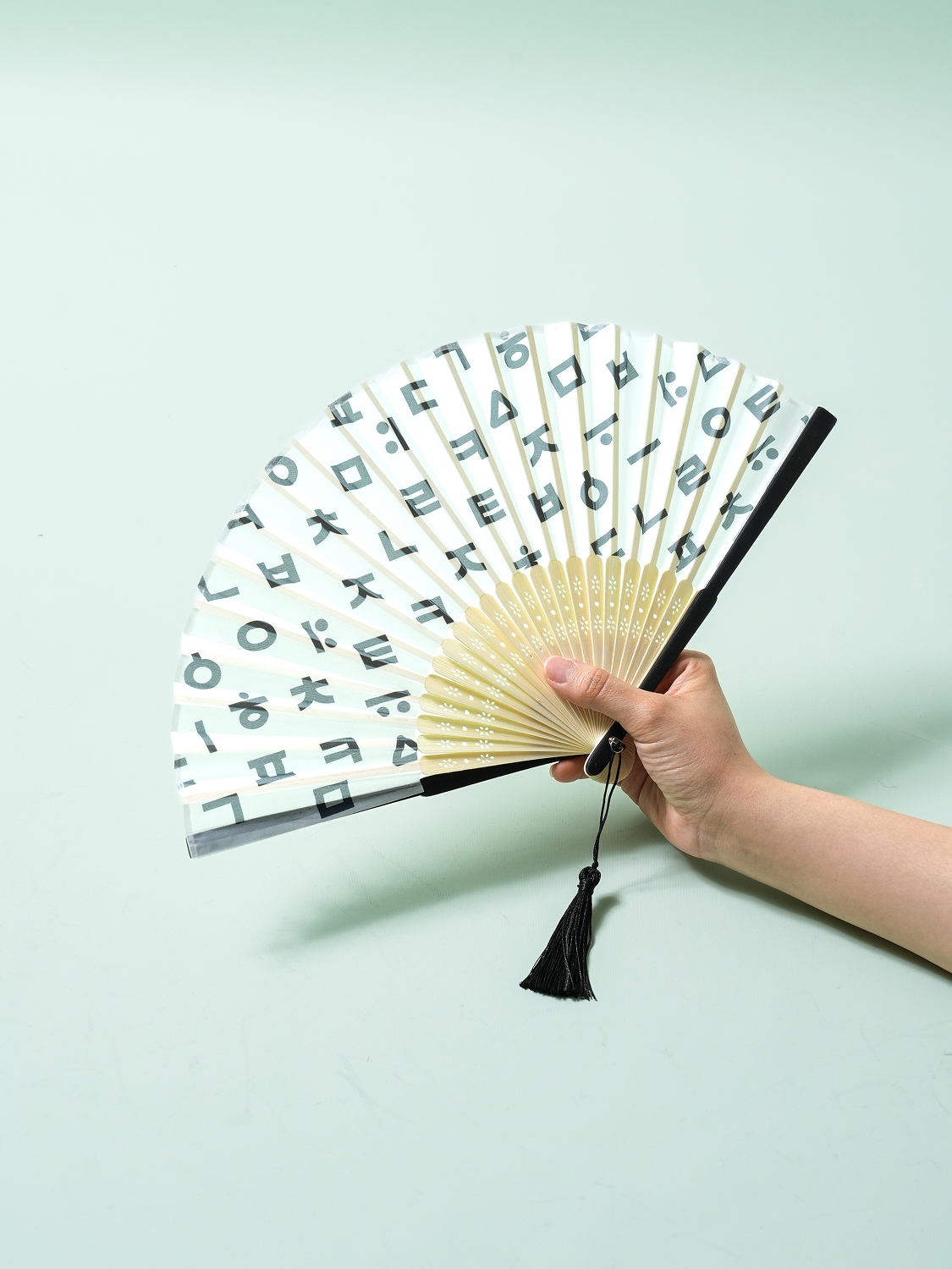 대나무 접이식 부채 22.5 cm 한글