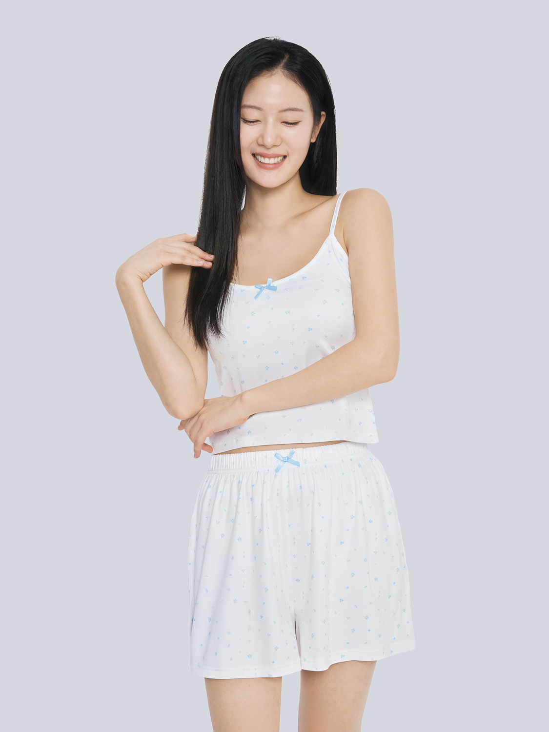 [여성] 패턴 반바지 파자마 M 화이트