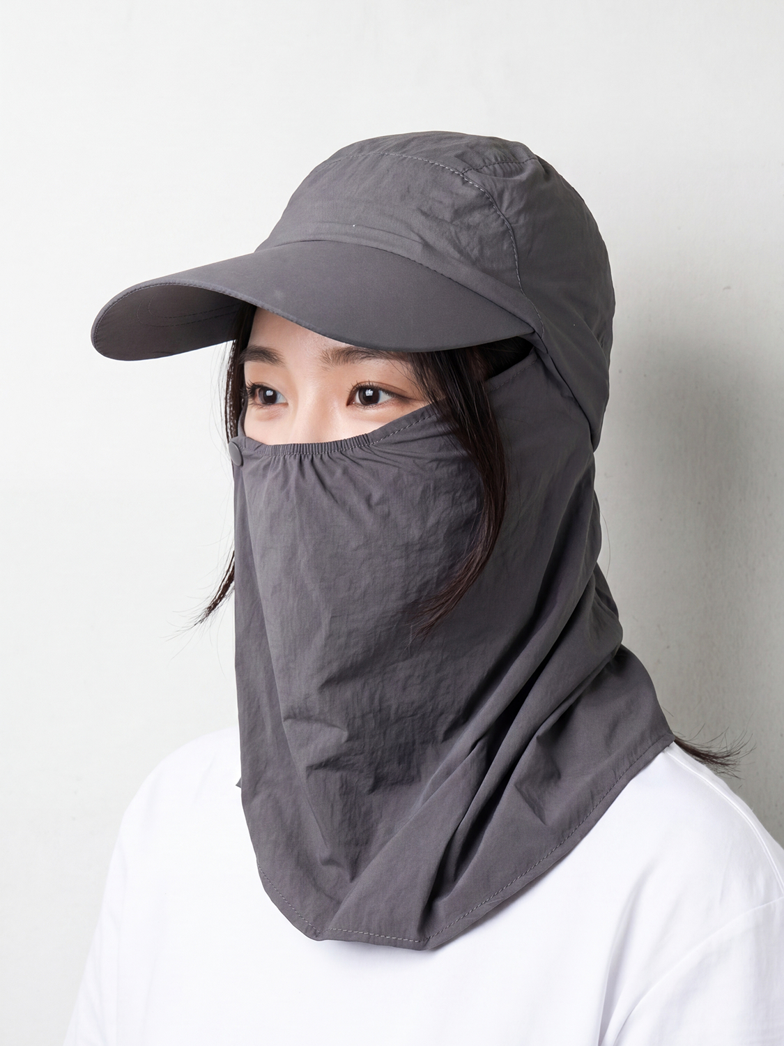 [UV 최대 99% 차단] 얼굴 가림 캡 모자 진그레이