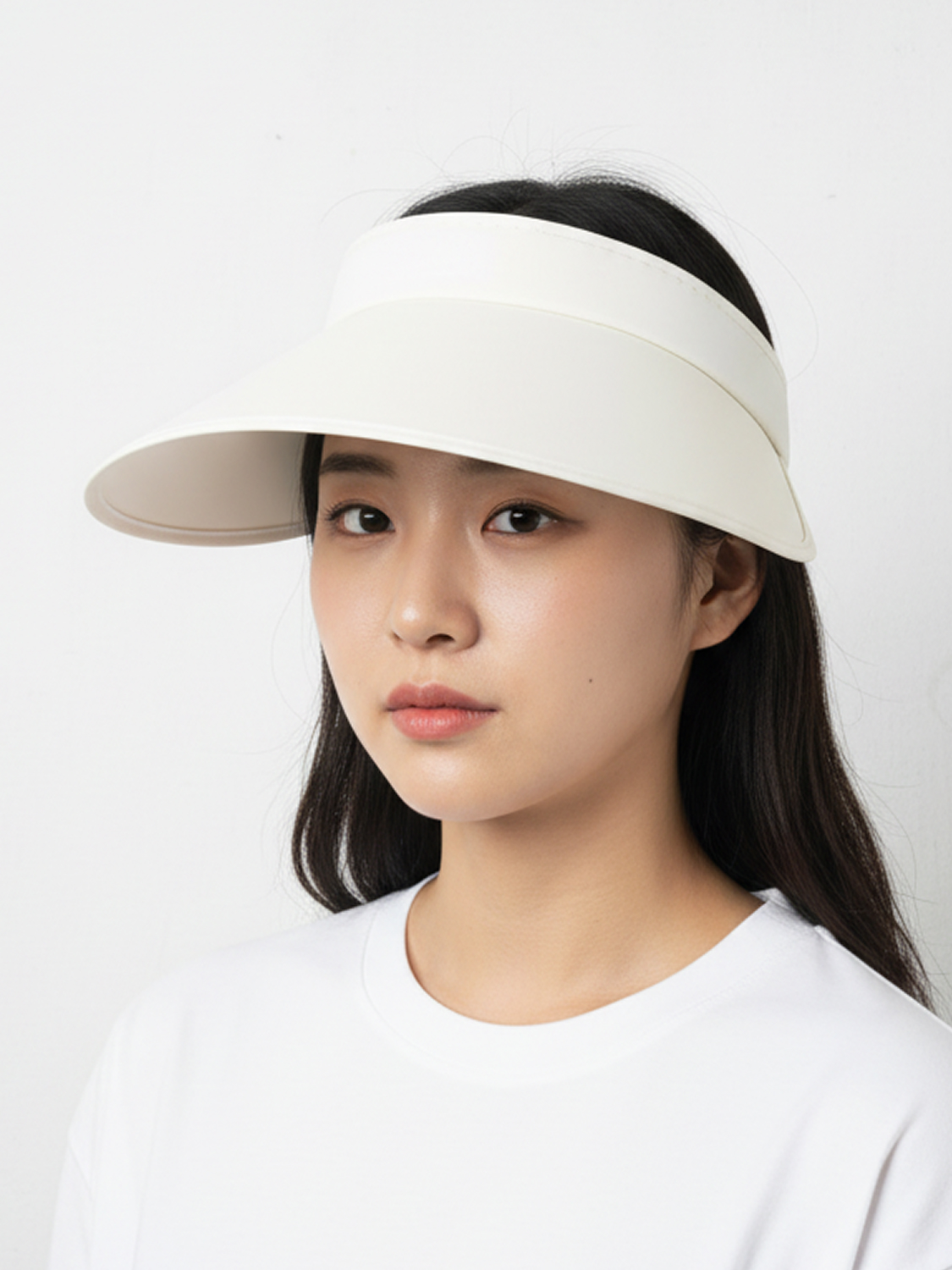 챙 넓은 밴딩 썬캡 아이보리