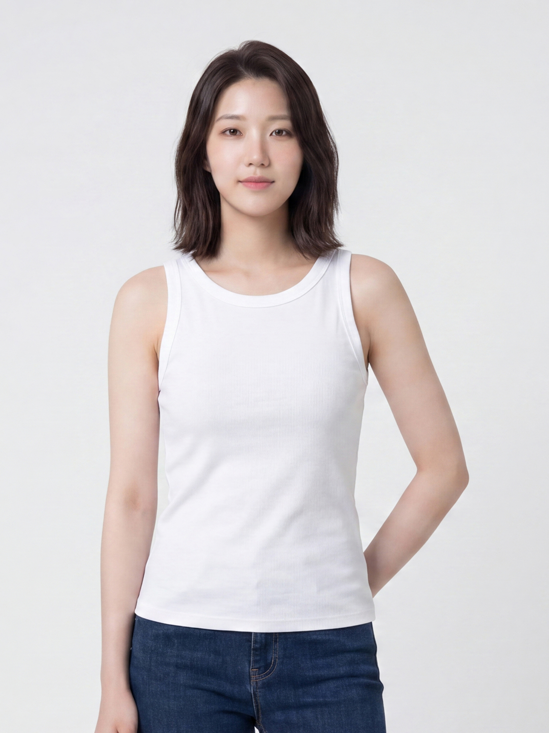 [여성] 코튼 립 캡내장 캐미솔 M 화이트