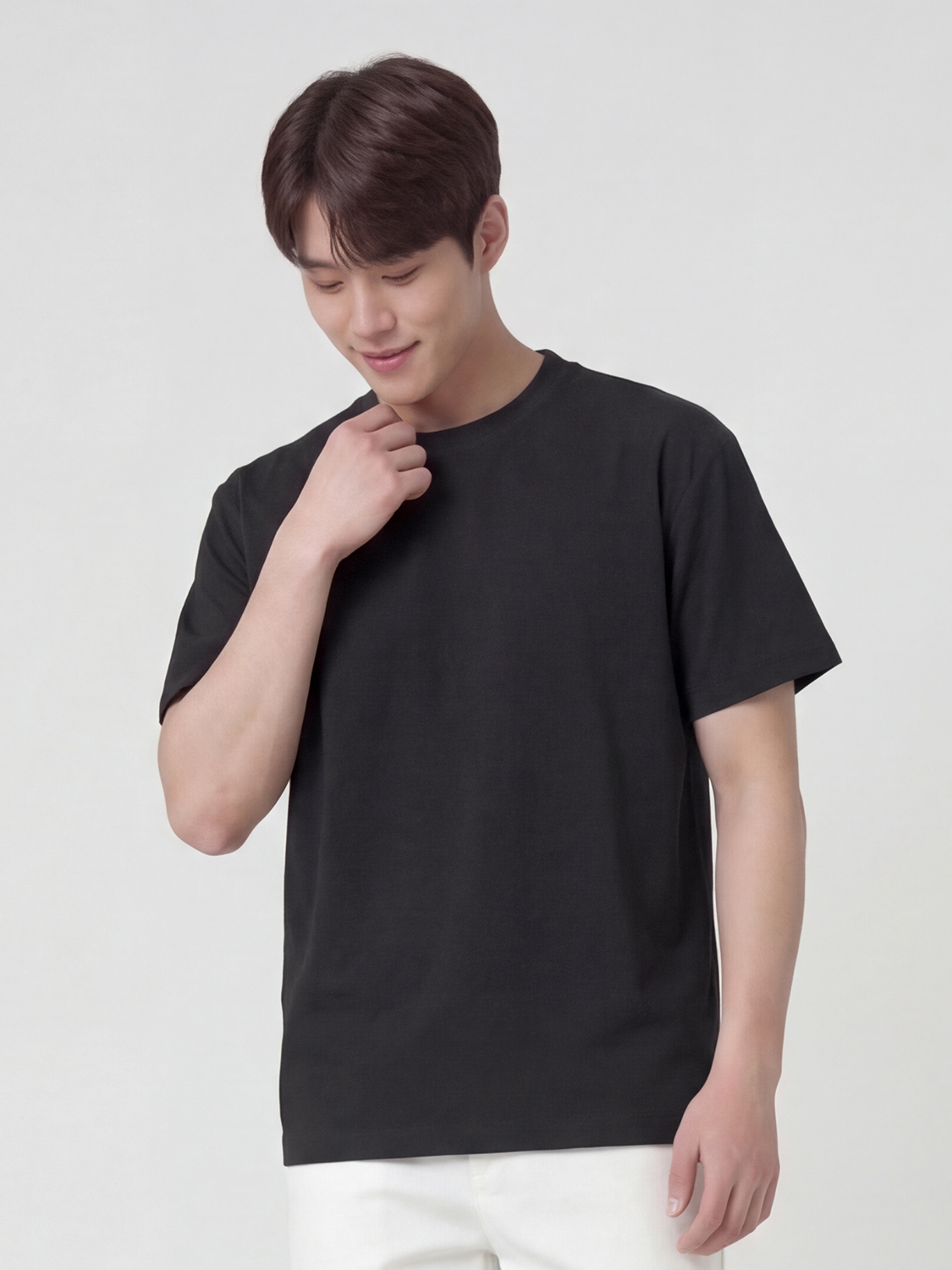 남성용 라이트 루즈핏 반팔티(XL)(블랙)