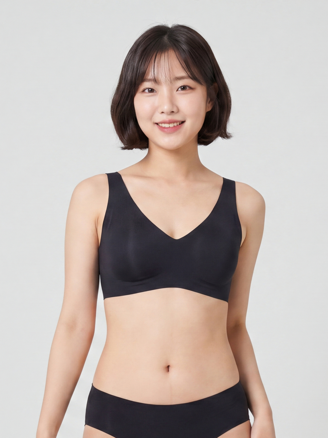 후크형 골지 심리스 브라 A/B/C/D 블랙