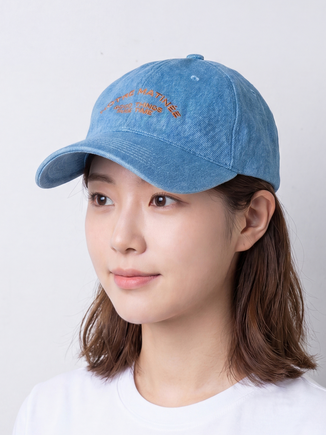 자수 포인트 청기지 모자 군청