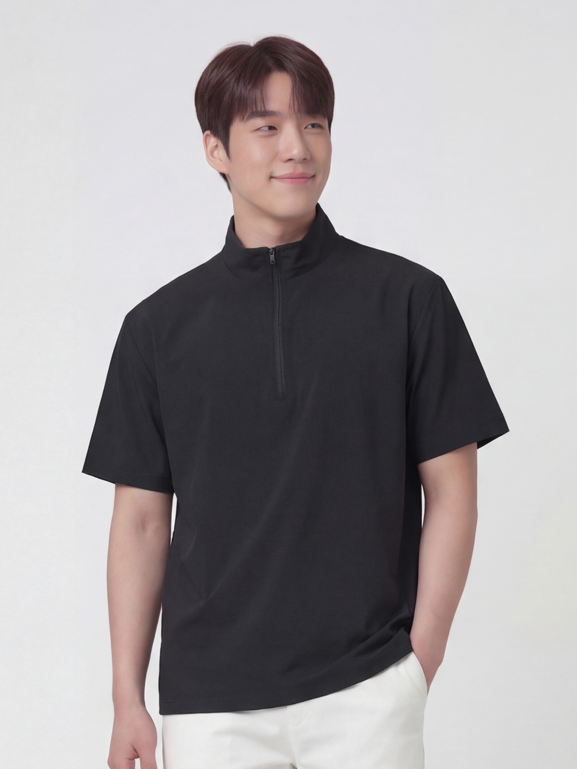 남성용 라이트 반집업티(L)(블랙)