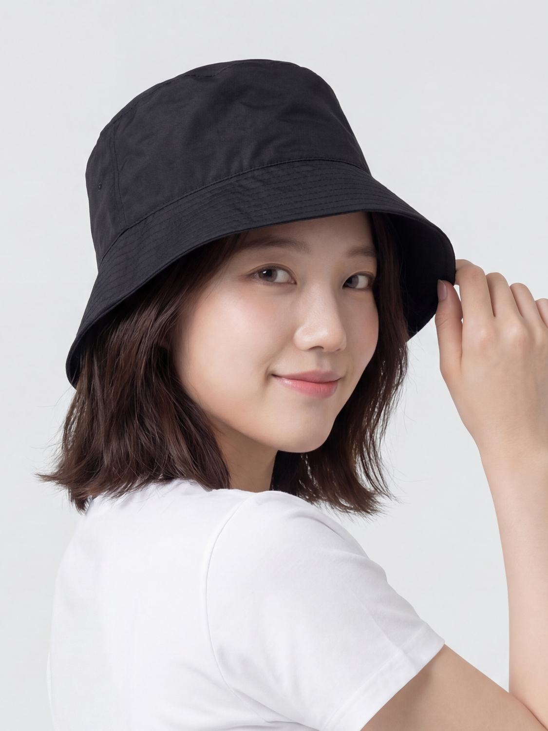 양면 벙거지 모자 블랙