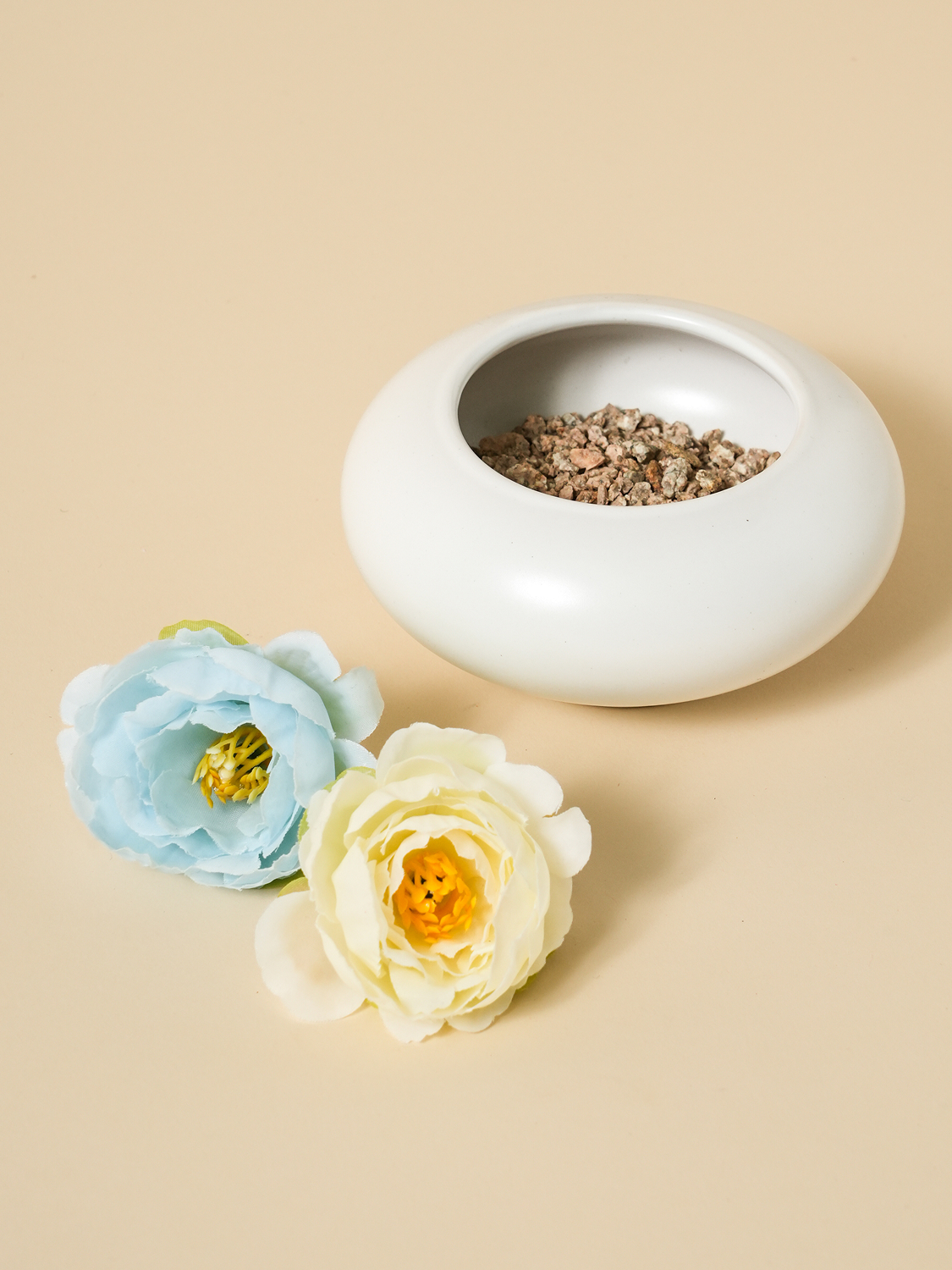 화이트 수반 도기 화병