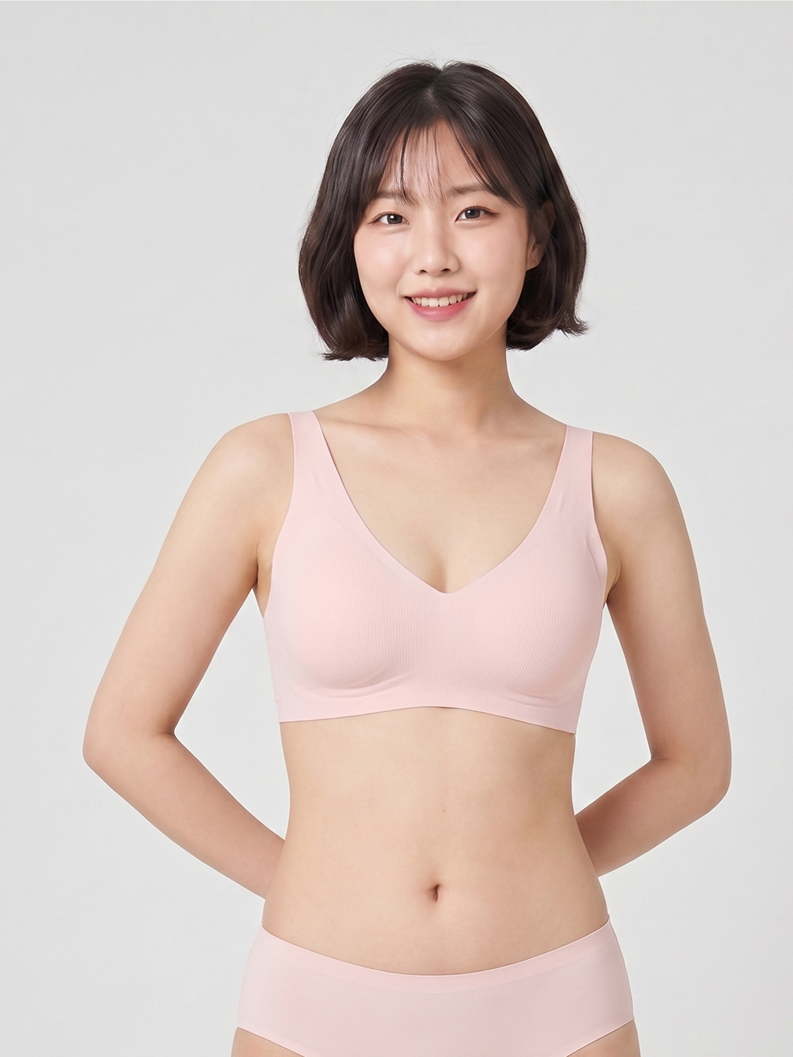 후크형 골지 심리스 브라 A/B/C/D 핑크