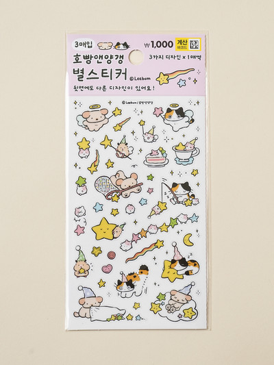 [다이소X이봄] 호빵앤양갱 스티커 3매입 별