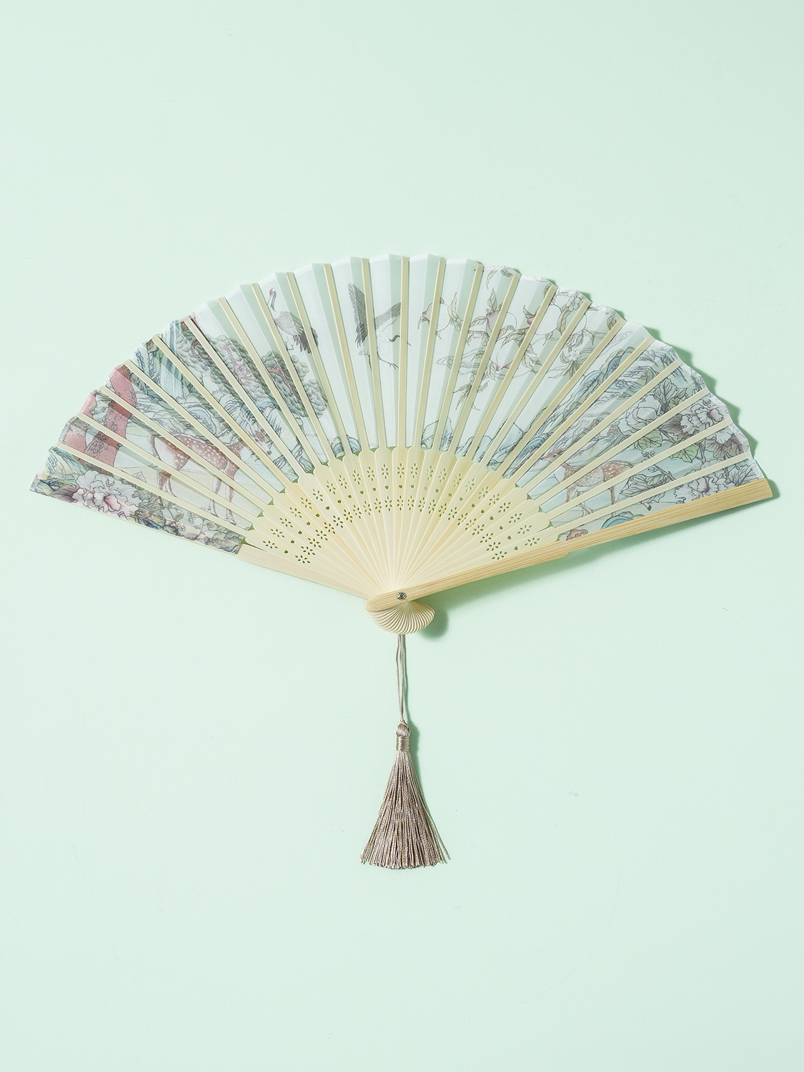 전통 대나무 접이식 부채 22.5 cm