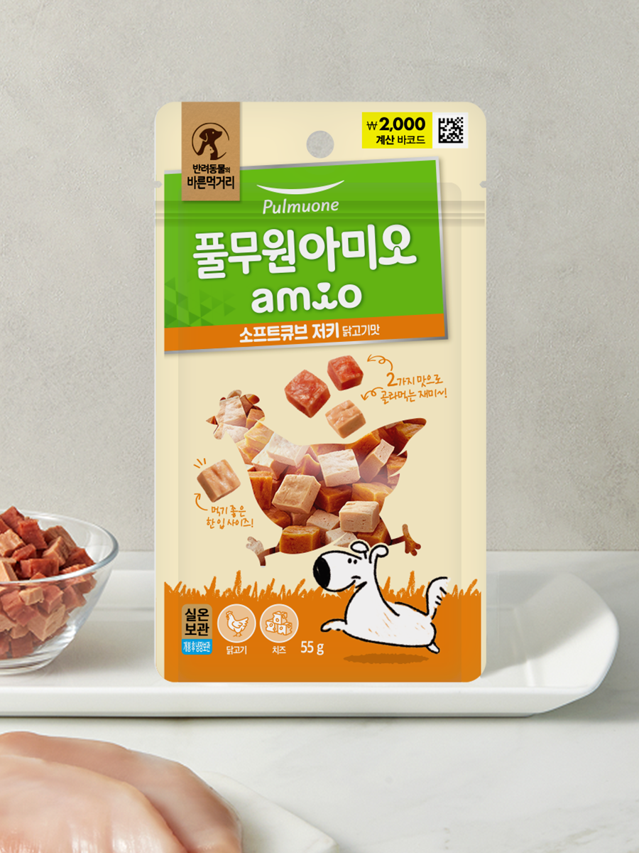 [펫] Лакомство Pulmuone Amio Мягкие кубики курица 55 г